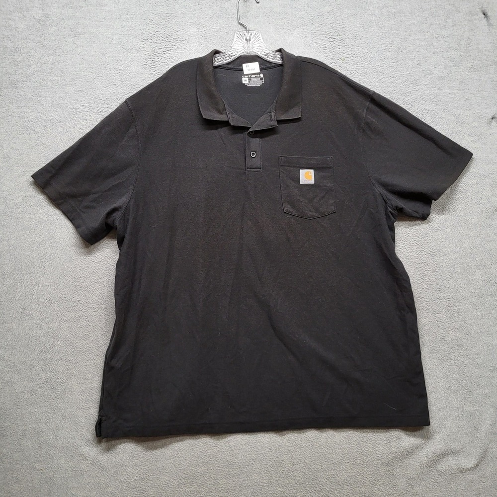 Carhartt‎ Men Polo 3XL Black K570 Logo Button Short Sleeve Loose